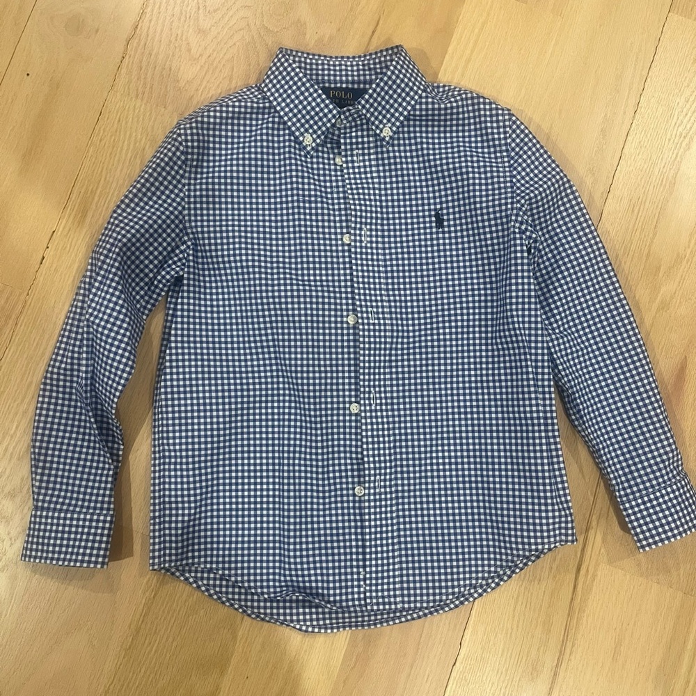 Like new Polo RL button down blue gingham 7 - Picture 3 of 5